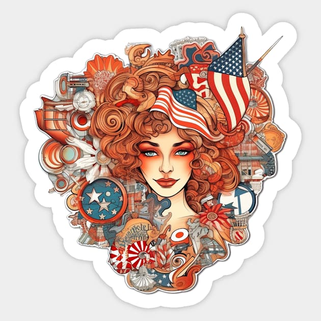 American Beauty - Patriotic Woman Design Sticker by InTrendSick